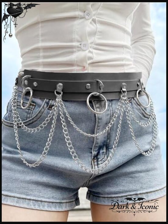 Goth Chain Belt Faux Leather Harness Waist Belt Punk Emo Grunge Festival main image 4